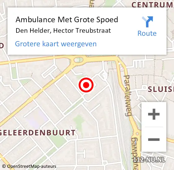 Locatie op kaart van de 112 melding: Ambulance Met Grote Spoed Naar Den Helder, Hector Treubstraat op 25 april 2024 14:45