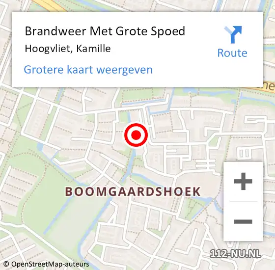 Locatie op kaart van de 112 melding: Brandweer Met Grote Spoed Naar Hoogvliet, Kamille op 25 april 2024 14:49