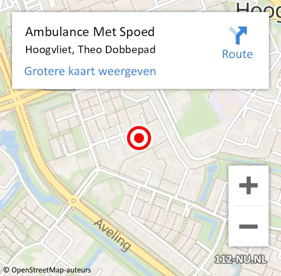 Locatie op kaart van de 112 melding: Ambulance Met Spoed Naar Hoogvliet, Theo Dobbepad op 25 april 2024 14:50