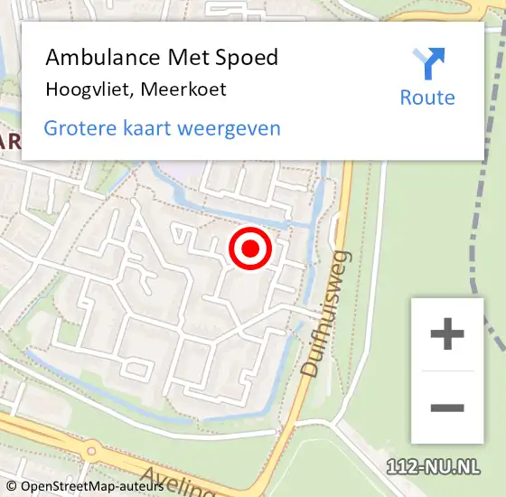 Locatie op kaart van de 112 melding: Ambulance Met Spoed Naar Hoogvliet, Meerkoet op 25 april 2024 14:58