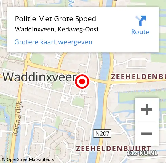 Locatie op kaart van de 112 melding: Politie Met Grote Spoed Naar Waddinxveen, Kerkweg-Oost op 25 april 2024 15:00