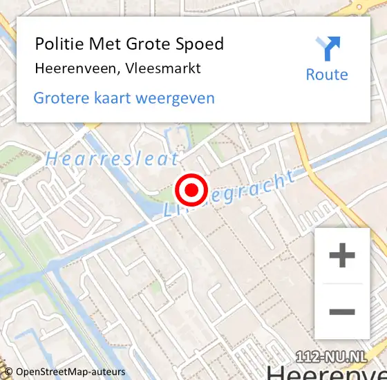 Locatie op kaart van de 112 melding: Politie Met Grote Spoed Naar Heerenveen, Vleesmarkt op 25 april 2024 15:19