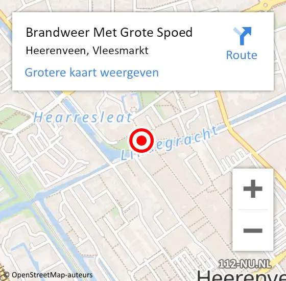 Locatie op kaart van de 112 melding: Brandweer Met Grote Spoed Naar Heerenveen, Vleesmarkt op 25 april 2024 15:19
