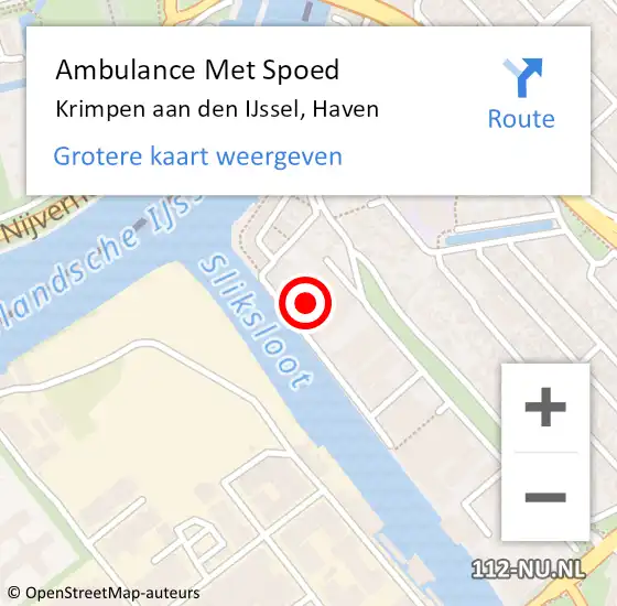 Locatie op kaart van de 112 melding: Ambulance Met Spoed Naar Krimpen aan den IJssel, Haven op 25 april 2024 15:26