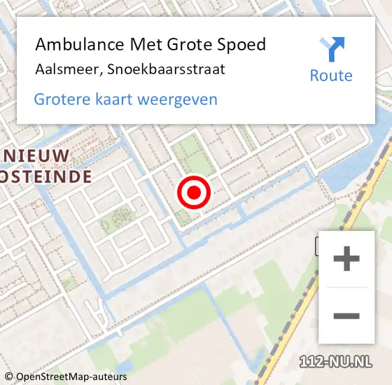 Locatie op kaart van de 112 melding: Ambulance Met Grote Spoed Naar Aalsmeer, Snoekbaarsstraat op 25 april 2024 15:53