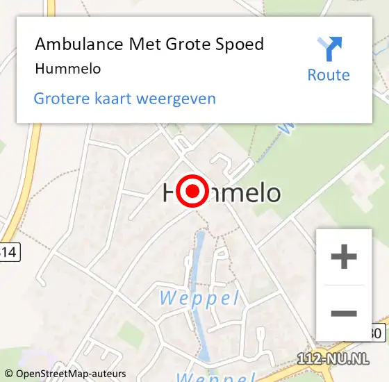 Locatie op kaart van de 112 melding: Ambulance Met Grote Spoed Naar Hummelo op 25 april 2024 16:00