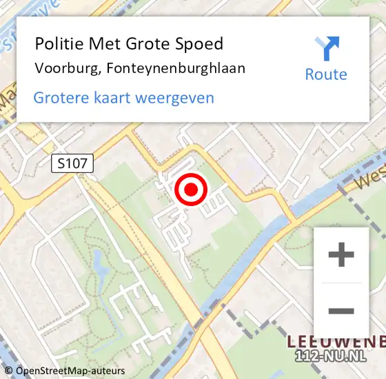 Locatie op kaart van de 112 melding: Politie Met Grote Spoed Naar Voorburg, Fonteynenburghlaan op 25 april 2024 16:14
