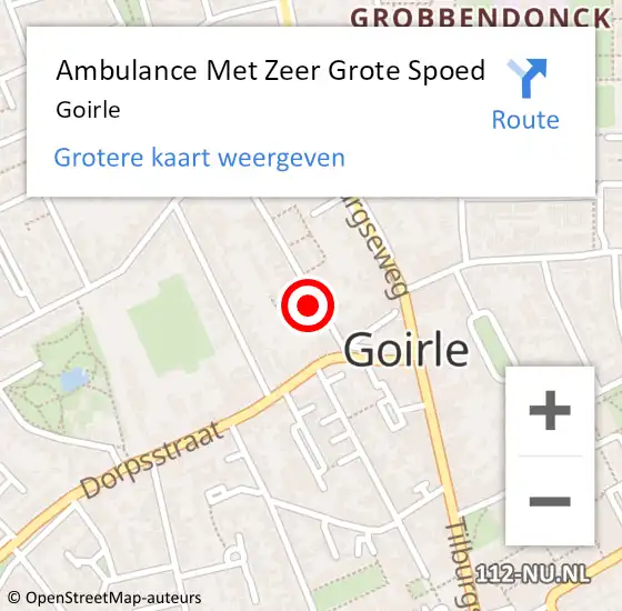 Locatie op kaart van de 112 melding: Ambulance Met Zeer Grote Spoed Naar Goirle op 25 april 2024 16:14