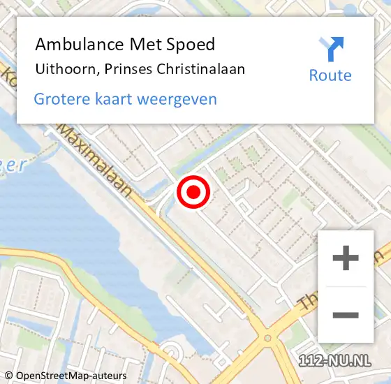Locatie op kaart van de 112 melding: Ambulance Met Spoed Naar Uithoorn, Prinses Christinalaan op 25 april 2024 16:18