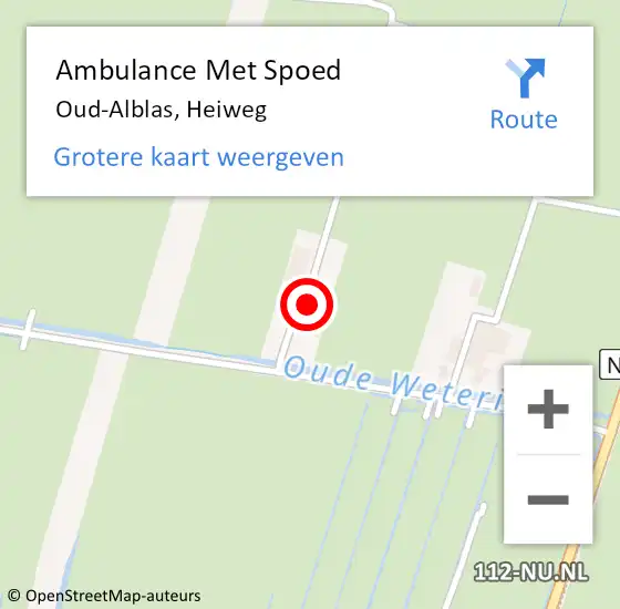 Locatie op kaart van de 112 melding: Ambulance Met Spoed Naar Oud-Alblas, Heiweg op 25 april 2024 16:29