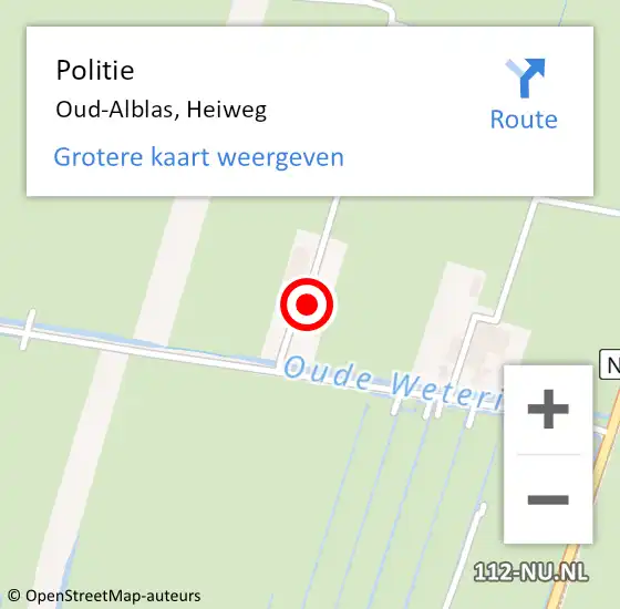 Locatie op kaart van de 112 melding: Politie Oud-Alblas, Heiweg op 25 april 2024 16:30