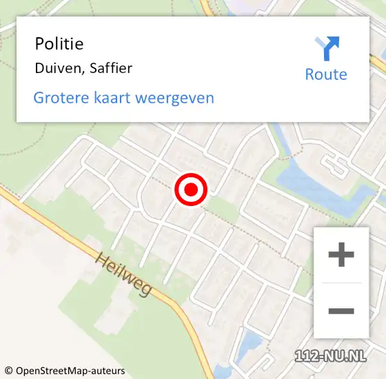 Locatie op kaart van de 112 melding: Politie Duiven, Saffier op 25 april 2024 16:39