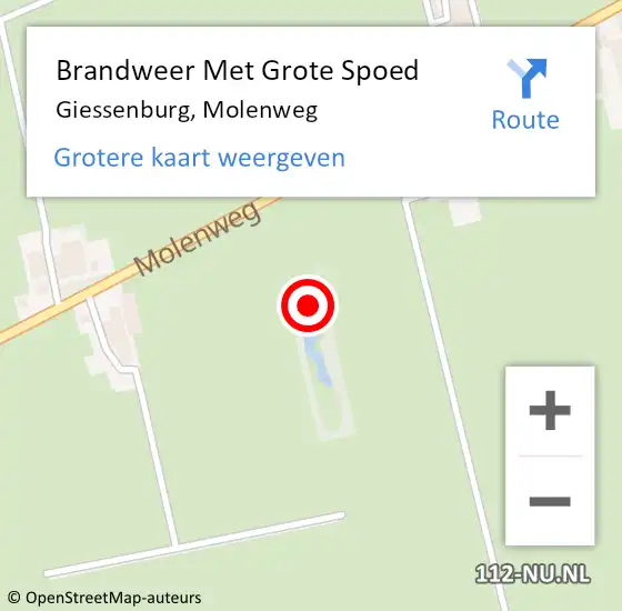 Locatie op kaart van de 112 melding: Brandweer Met Grote Spoed Naar Giessenburg, Molenweg op 25 april 2024 16:41