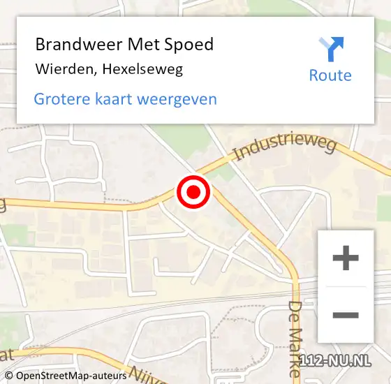 Locatie op kaart van de 112 melding: Brandweer Met Spoed Naar Wierden, Hexelseweg op 25 april 2024 16:41