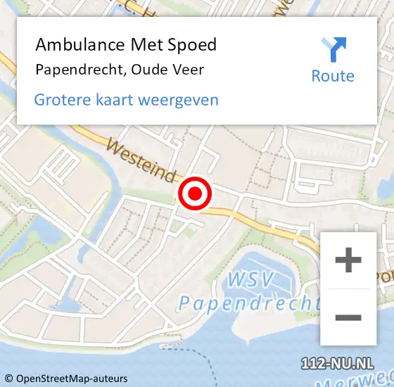 Locatie op kaart van de 112 melding: Ambulance Met Spoed Naar Papendrecht, Oude Veer op 25 april 2024 16:43