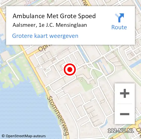 Locatie op kaart van de 112 melding: Ambulance Met Grote Spoed Naar Aalsmeer, 1e J.C. Mensinglaan op 25 april 2024 16:46