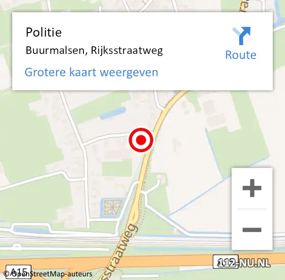 Locatie op kaart van de 112 melding: Politie Buurmalsen, Rijksstraatweg op 25 april 2024 16:46