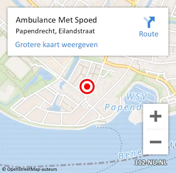 Locatie op kaart van de 112 melding: Ambulance Met Spoed Naar Papendrecht, Eilandstraat op 25 april 2024 16:47