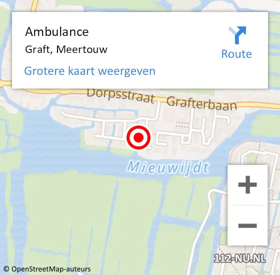 Locatie op kaart van de 112 melding: Ambulance Graft, Meertouw op 25 april 2024 16:54