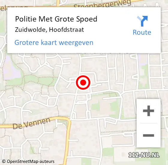 Locatie op kaart van de 112 melding: Politie Met Grote Spoed Naar Zuidwolde, Hoofdstraat op 25 april 2024 17:05