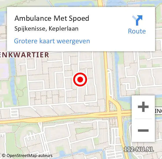 Locatie op kaart van de 112 melding: Ambulance Met Spoed Naar Spijkenisse, Keplerlaan op 25 april 2024 17:17