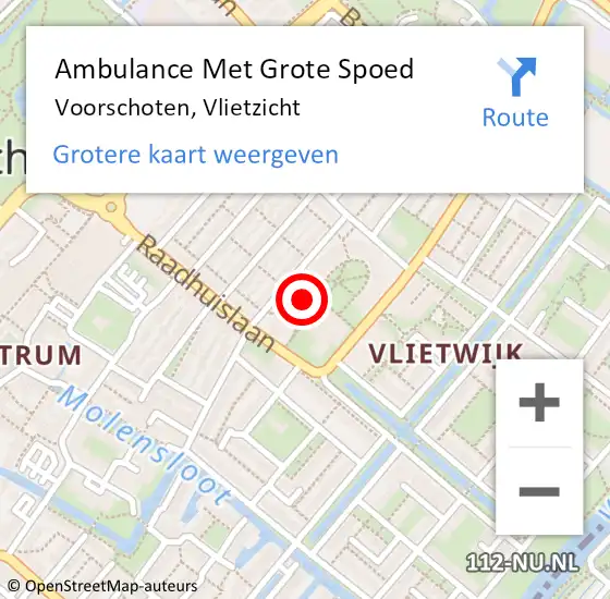 Locatie op kaart van de 112 melding: Ambulance Met Grote Spoed Naar Voorschoten, Vlietzicht op 25 april 2024 17:30