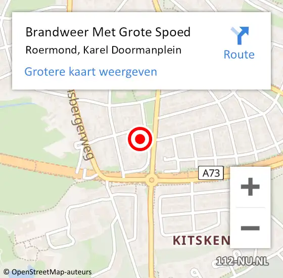 Locatie op kaart van de 112 melding: Brandweer Met Grote Spoed Naar Roermond, Karel Doormanplein op 25 april 2024 17:33