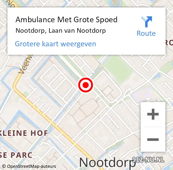 Locatie op kaart van de 112 melding: Ambulance Met Grote Spoed Naar Nootdorp, Laan van Nootdorp op 25 april 2024 17:43