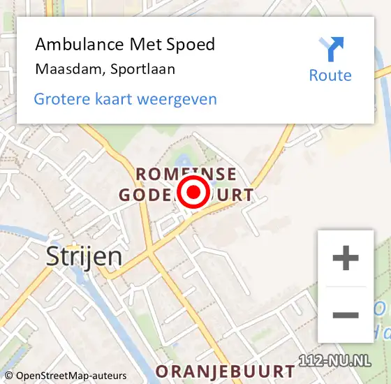 Locatie op kaart van de 112 melding: Ambulance Met Spoed Naar Maasdam, Sportlaan op 25 april 2024 17:44