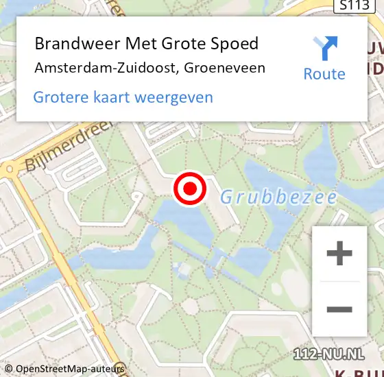 Locatie op kaart van de 112 melding: Brandweer Met Grote Spoed Naar Amsterdam, Groeneveen op 25 april 2024 17:45