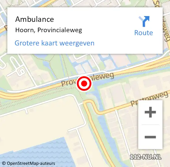 Locatie op kaart van de 112 melding: Ambulance Hoorn, Provincialeweg op 25 april 2024 17:57