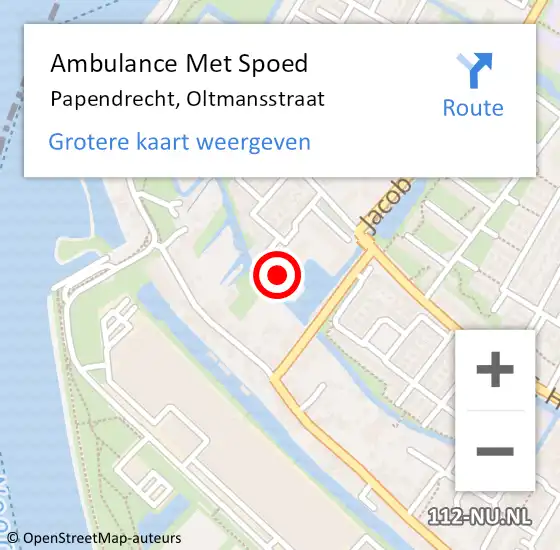 Locatie op kaart van de 112 melding: Ambulance Met Spoed Naar Papendrecht, Oltmansstraat op 25 april 2024 18:00