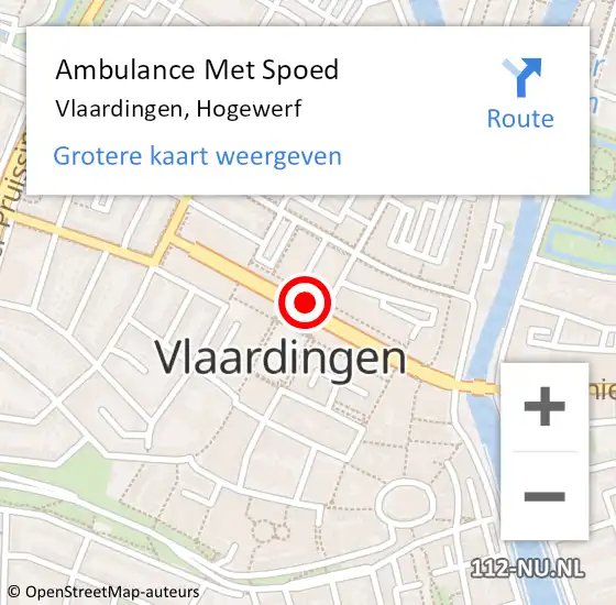 Locatie op kaart van de 112 melding: Ambulance Met Spoed Naar Vlaardingen, Hogewerf op 25 april 2024 18:02