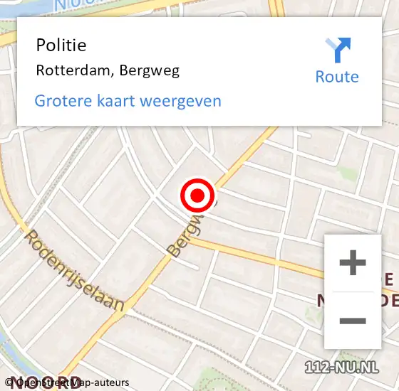 Locatie op kaart van de 112 melding: Politie Rotterdam, Bergweg op 25 april 2024 18:20
