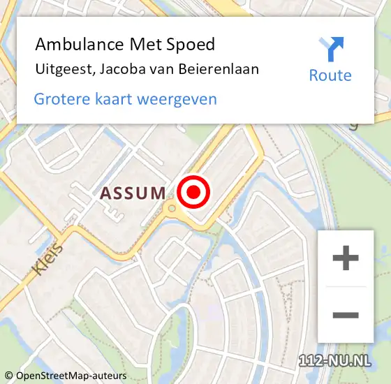 Locatie op kaart van de 112 melding: Ambulance Met Spoed Naar Uitgeest, Jacoba van Beierenlaan op 25 april 2024 18:26