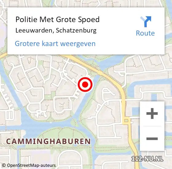 Locatie op kaart van de 112 melding: Politie Met Grote Spoed Naar Leeuwarden, Schatzenburg op 25 april 2024 18:27