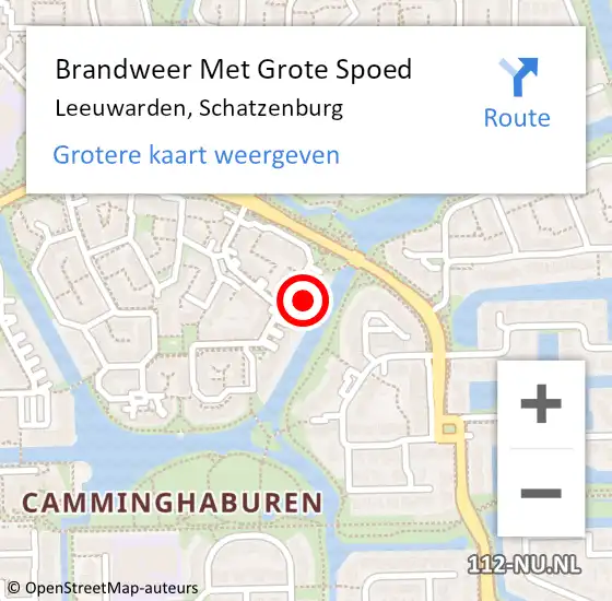 Locatie op kaart van de 112 melding: Brandweer Met Grote Spoed Naar Leeuwarden, Schatzenburg op 25 april 2024 18:29