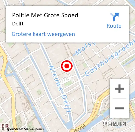 Locatie op kaart van de 112 melding: Politie Met Grote Spoed Naar Delft op 25 april 2024 18:43