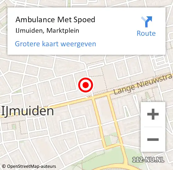 Locatie op kaart van de 112 melding: Ambulance Met Spoed Naar IJmuiden, Marktplein op 25 april 2024 18:55