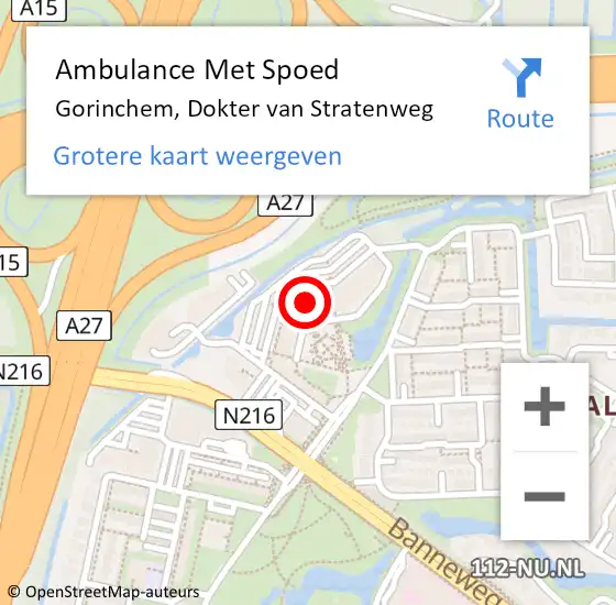 Locatie op kaart van de 112 melding: Ambulance Met Spoed Naar Gorinchem, Dokter van Stratenweg op 25 april 2024 19:02