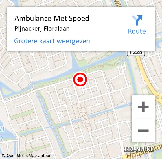 Locatie op kaart van de 112 melding: Ambulance Met Spoed Naar Pijnacker, Floralaan op 25 april 2024 19:07