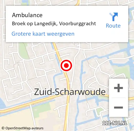 Locatie op kaart van de 112 melding: Ambulance Broek op Langedijk, Voorburggracht op 25 april 2024 19:07