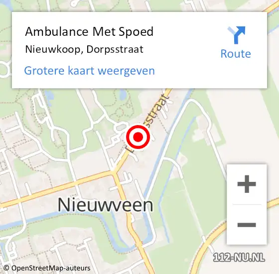 Locatie op kaart van de 112 melding: Ambulance Met Spoed Naar Nieuwkoop, Dorpsstraat op 25 april 2024 19:08