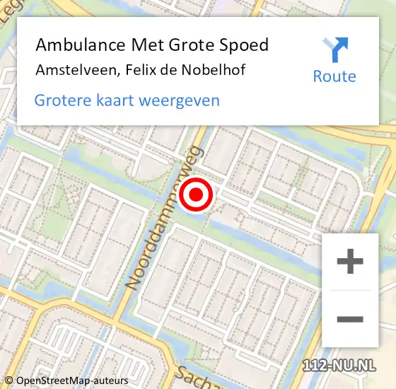 Locatie op kaart van de 112 melding: Ambulance Met Grote Spoed Naar Amstelveen, Felix de Nobelhof op 25 april 2024 19:08