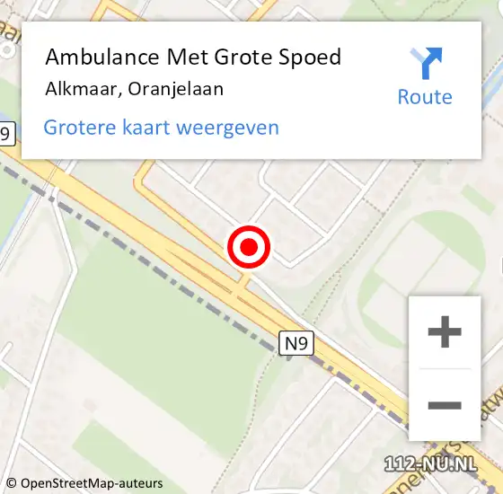 Locatie op kaart van de 112 melding: Ambulance Met Grote Spoed Naar Alkmaar, Oranjelaan op 25 april 2024 19:13