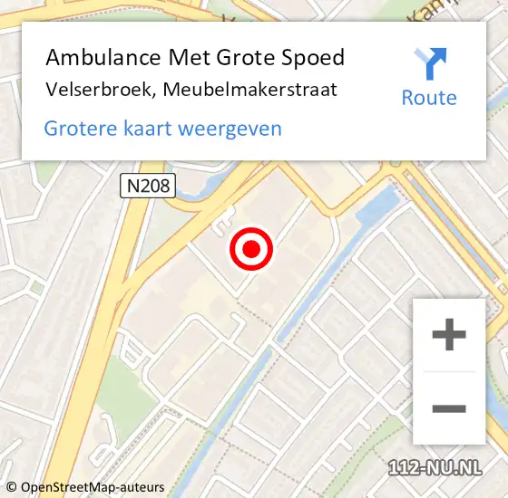 Locatie op kaart van de 112 melding: Ambulance Met Grote Spoed Naar Velserbroek, Meubelmakerstraat op 25 april 2024 19:34
