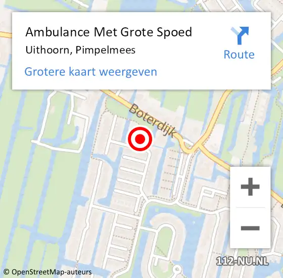 Locatie op kaart van de 112 melding: Ambulance Met Grote Spoed Naar Uithoorn, Pimpelmees op 25 april 2024 19:55