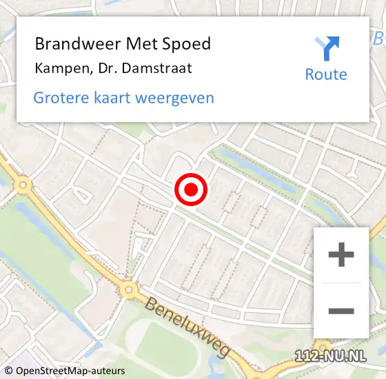 Locatie op kaart van de 112 melding: Brandweer Met Spoed Naar Kampen, Dr. Damstraat op 25 april 2024 20:01