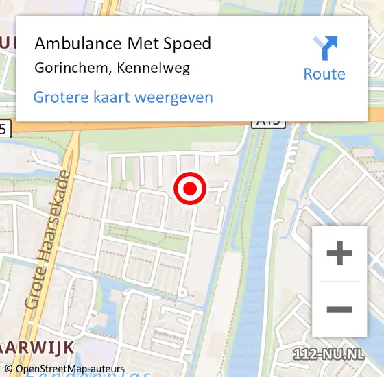 Locatie op kaart van de 112 melding: Ambulance Met Spoed Naar Gorinchem, Kennelweg op 25 april 2024 20:06