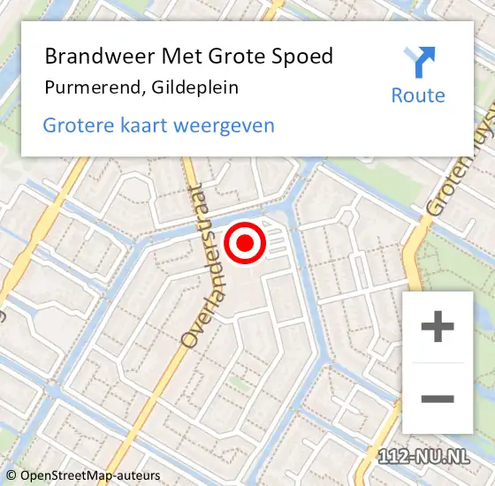 Locatie op kaart van de 112 melding: Brandweer Met Grote Spoed Naar Purmerend, Gildeplein op 25 april 2024 20:11